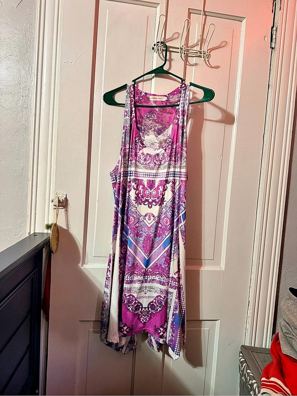 Printed Maxi Dress in Pink & Purple Like New